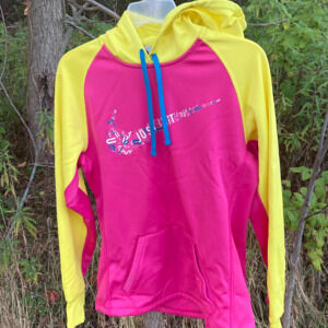 Pink/Yellow Nike Therma-FIT Hoodie Sweatshirt Pullover with Front Pocket, size S
